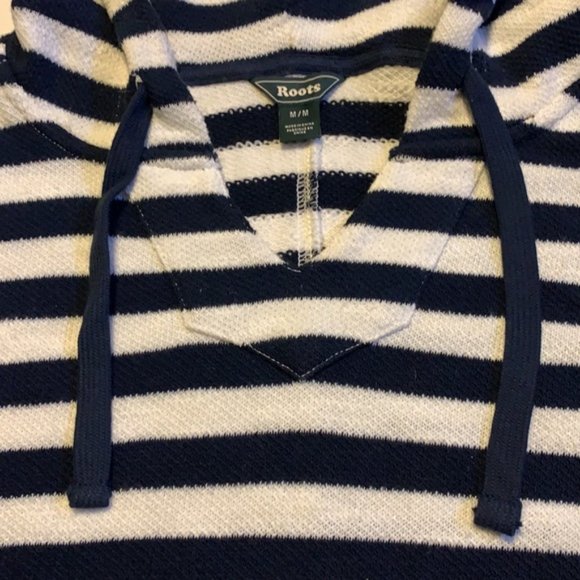 Roots Canada Blue and White Striped Hoodie - Women’s Size Medium - Picture 7 of 8